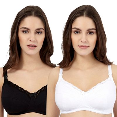 Miriam Stoppard Nurture Pack of two black and white nursing bras